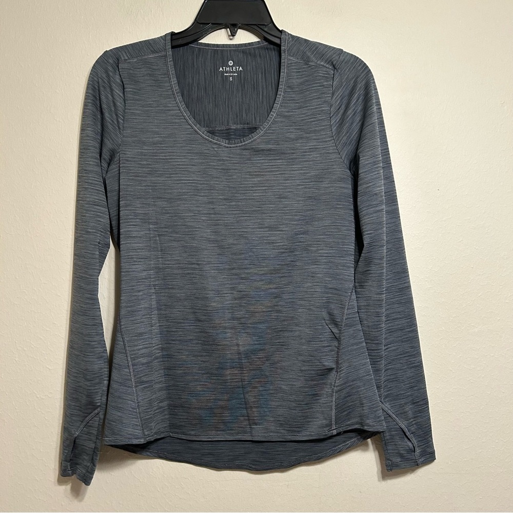 Athleta Chi‎ Shadow Stripe Active Charcoal Gray Top Size S